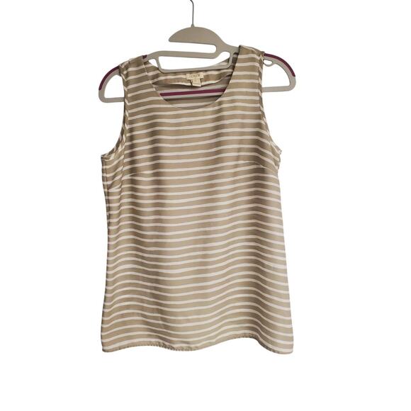 Women's J. Crew Beige Striped Lightweight Open Back Camisole Tank | Size 2 - Picture 1 of 8